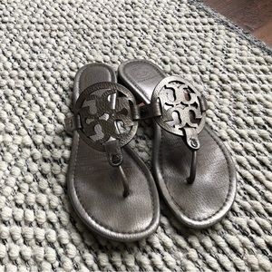 Tory Burch Flat Silver Miller Sandal